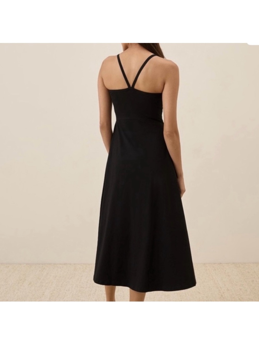 Pact Black Shelf Bra Fit & Flare Organic Stretch Midi Dress - Picture 2 of 11